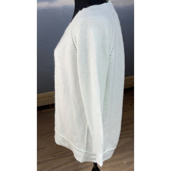 Cynthia Rowley Women L Seafoam Green Angora Rabbit Hair Nylon Knit Soft Sweater - Picture 6 of 10